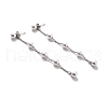 Round Plastic Pearl Beaded Long Chain Dangle Stud Earrings STAS-D179-04P-01-1