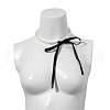 Bowknot Satin Cord Plastic Imitation Pearl Round Beaded Choker Necklaces for Women WG8633D-01-4