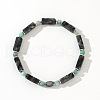 Rectangular Natural Labradorite & Amazonite Beads Stretch Bracelets for Men CD6409-5