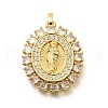 Religion Themed Rack Plating Brass Micro Pave Cubic Zirconia Pendants KK-L226-007G-03-1
