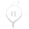 Snowflake Alloy Rhinestone Chain Necklaces & Stud Earrings Sets FS-WGB2E3F-01-3