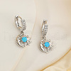Brass Clear Cubic Zirconia Moon with Sun Hoop Earrings OC2532-4