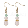 Round Natural Malaysia Jade & Rose Quartz Beaded Dangle Earrings EJEW-JE06471-3