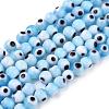 Handmade Evil Eye Lampwork Round Bead Strands LAMP-L055-4mm-05-1