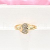 Brass Micro Pave Clear Cubic Zirconia Cuff Rings for Women RJEW-H247-33G-3