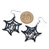 Halloween Theme Spider Web with Spider Handmade Glass Seed Beaded Dangle Earrings EJEW-MZ00481-02-4