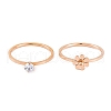 Flower 304 Stainless Steel Finger Ring Set for Women RJEW-C086-28-RG-2