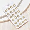 Heart with Butterfly Brass Micro Pave Clear Cubic Zirconia Stud Earrings EJEW-D305-01G-2