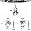 30Pcs 3 Styles Tibetan Style Alloy Pendants TIBEP-CJ0003-12-2