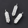 Natural Quartz Crystal Copper Wire Wrapped Pointed Pendants G-F733-05G-1
