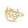 Hollow Out Lotus 304 Stainless Steel Finger Ring for Women RJEW-E073-06G-2