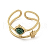 304 Stainless Steel with Synthetic Malachite Ring RJEW-Z031-01I-03-2
