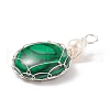 Synthetic Malachite  Pendants PALLOY-JF01790-04-3