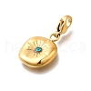 Flat Round 304 Stainless Steel Rhinestone Pendants Decoration STAS-R159-53G-3