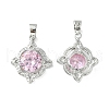 Brass Micro Pave Pink Cubic Zirconia Pendants KK-L208-02P-1