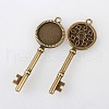 Alloy Skeleton Key Pendant Cabochon Bezel Settings X-TIBEP-M018-128AB-NF-2