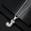 Brass Micro Pave Clear Cubic Zirconia Chunky Initial Pendant Necklaces WG24EA8-10-1