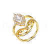 Brass Micro Pave Cubic Zirconia Stackable Rings for Women UG6552-1-4
