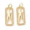 Brass Micro Pave Clear Cubic Zirconia Pendants ZIRC-P094-05G-RS-2