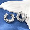 Twist Brass Cubic Zirconia Hoop Earrings EJEW-Q016-18P-5