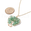 Natural Green Aventurine Chips Heart with Tree of Life Pendant Necklace NJEW-JN03906-02-6