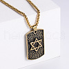 Retro Fashion Stainless Steel Rectangle with Star of David Pendant Necklaces for Men GQ4079-3-1