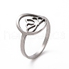201 Stainless Steel Oval with Crown Finger Ring RJEW-J051-06P-1