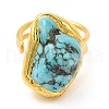 Dyed Natural Howlite Irregular Nugget Open Cuff Ring RJEW-M150-08G-2
