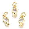 Brass Micro Pave Clear Cubic Zirconia Charms KK-M206-49G-1
