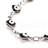 Enamel Rhombus with Evil Eye Link Chains Bracelet BJEW-P271-03P-04-2