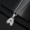 Brass Micro Pave Clear Cubic Zirconia Chunky Initial Pendant Necklaces WG24EA8-01-1