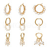 Kissitty 3 Pairs 3 Style Natural Pearl Beaded Hoop Earrings for Girl Women EJEW-KS0001-02-2