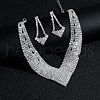 Triangle Alloy Rhinestone Pendant Necklaces & Stud Earrings Sets FS-WGEB3EF-01-3