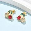 Brass Cubic Zirconia Stud Earrings EJEW-Q017-03B-G-2