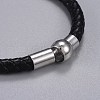 Woman's Braided Leather Cord Bracelets BJEW-JB04253-01-3