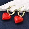 Brass Enamel Dangle Stud Earrings for Women EJEW-G430-03G-1