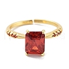 Mother's Day Rings Rectangle Rack Plating Brass Micro Pave Cubic Zirconia Solitaire Ring RJEW-Z059-10G-02-2