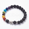 Natural Lava Rock Beads Chakra Stretch Bracelets BJEW-JB03696-1