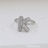 Brass Micro Pave Clear Cubic Zirconia Cuff Rings FS-WG17FF6-11-1