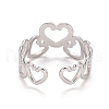 304 Stainless Steel Oval Wrap Open Cuff Ring for Women RJEW-A005-33P-4