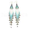 Bohemian Style Handmade Beaded Rhombus Tassel Dangle Earrings DI0122-5