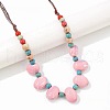 Ethnic Style Oval Porcelain Beaded Bib Necklaces with Imitation Leather Cord FS-WGD6870-01-3