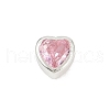925 Sterling Silver Cubic Zirconia Heart Beads STER-F060-03S-03-1