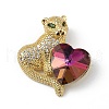 Real 18K Gold Plated Rack Plating Brass Micro Pave Clear Cubic Zirconia Pendants KK-C015-14G-2