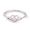 Heart 304 Stainless Steel Finger Ring foe Women RJEW-C086-15-P-2