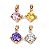 Brass Micro Pave Cubic Zirconia Pendants KK-E795-29KCG-01-1