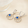 Brass Cubic Zirconia Evil Eye Hoop Earrings UK0566-4