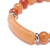 Natural Red Aventurine Beaded Stretch Bracelet BJEW-JB08879-06-4