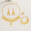 Vintage Arabian Style Brass Tassel Coins Bracelets & Earrings & Necklaces & Rings Sets for Weddings and Celebrations TB1874-5