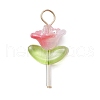 Transparent Colours Rainbow Glass Bugle Beads with Imitation Austrian Crystal Beads and 304 Stainless Steel Flat Head Pins and Iridescent Acrylic Bead Caps Pendants PALLOY-JF03486-3